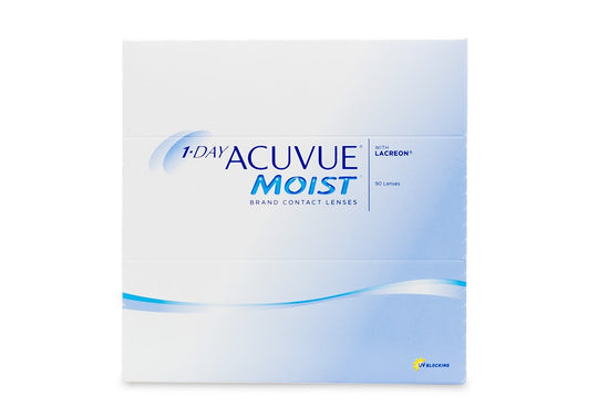 1 Day Acuvue Moist by Johnson & Johnson Daily Disposable Contact Lens- 90 lens pack (Plus  Power)