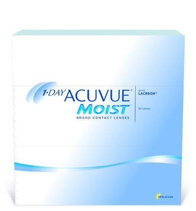1 Day Acuvue Moist by Johnson & Johnson Daily Disposable Contact Lens- 90 lens pack (Minus  Power)